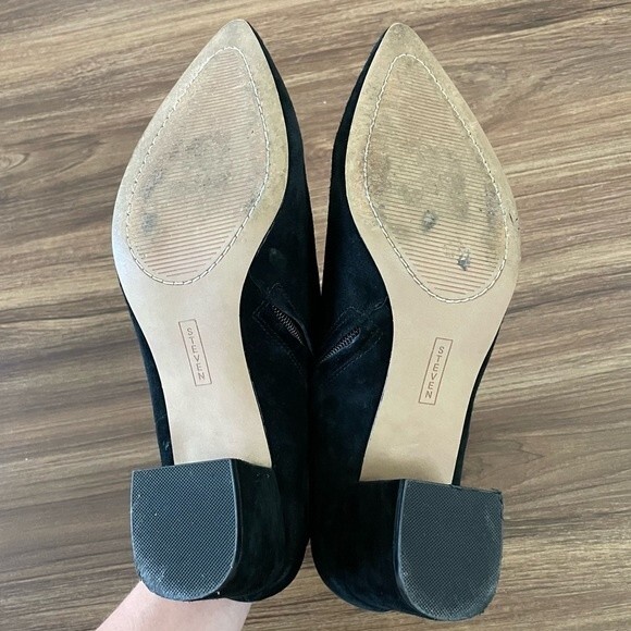 Steven by Steve Madden Bergen Black Suede Block Chunky Heel Booties Size 9.5 - Picture 8 of 9